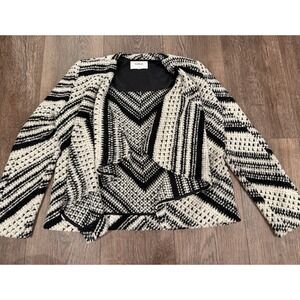 BA &‎ SH Women's Black & White Chunky Cardigan Sweater Jacket Sz US 8 Buttonless